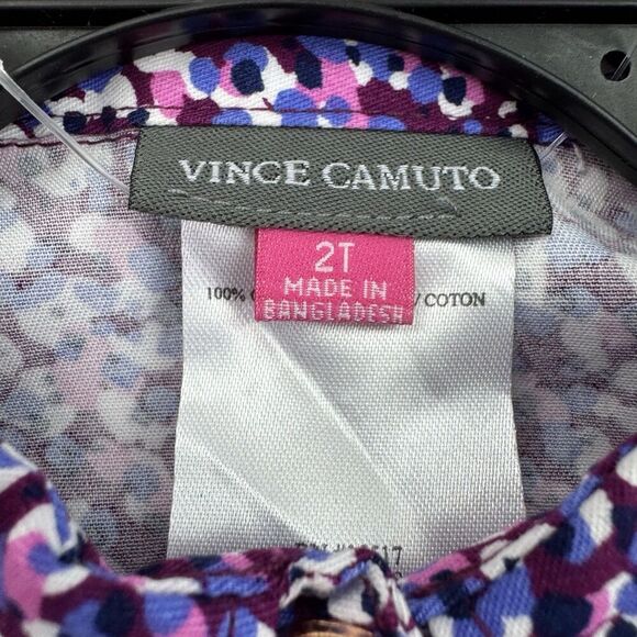 Vince Camuto Girls Dress 2T Purple Pink Floral Button Front Short Sleeve NWT - Picture 2 of 9